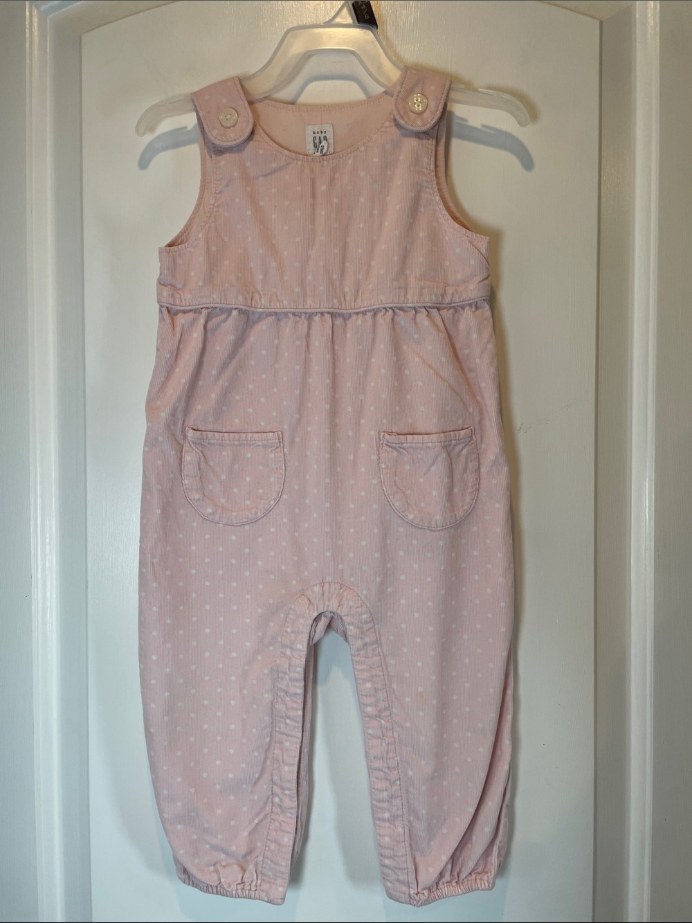 Baby Gap  Light Pink Polka Dot Overalls Romper size 12-18 months